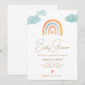 キュート男女兼用レインボーベビーシャワー招待状 招待状 (正面/裏面)