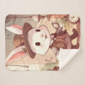 キュート白うさぎワンダーランド時間お洒落キーパー シェルパブランケット (正面(横))