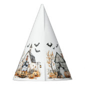 キュート白とオレンジの幽霊と秋の納屋 パーティーハット (裏面)