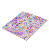 キュート白カラフルペイズリーデザイン タイル (側面)