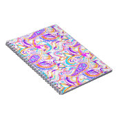 キュート白カラフルペイズリーデザイン ノートブック (右側)