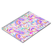 キュート白カラフルペイズリーデザイン ノートブック (左側)