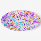 キュート白カラフルペイズリーデザイン ペーパープレート (アングル)