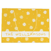 キュート白デイジーパーソナライズされたイエローイースター ラージペーパーバッグ (裏面)