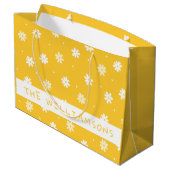 キュート白デイジーパーソナライズされたイエローイースター ラージペーパーバッグ (裏面アングル)