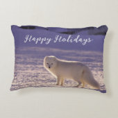 キュート白北極キツネ雪冬写真 アクセントクッション (裏面)