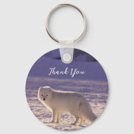キュート白北極キツネ雪冬写真 キーホルダー