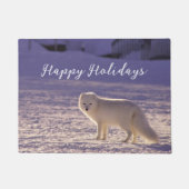 キュート白北極キツネ雪冬写真 ドアマット (正面)