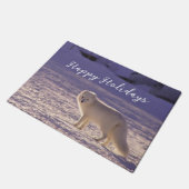 キュート白北極キツネ雪冬写真 ドアマット (アングル)