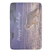 キュート白北極キツネ雪冬写真 バスマット (正面縦)