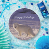 キュート白北極キツネ雪冬写真 ペーパープレート (パーティー)