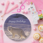 キュート白北極キツネ雪冬写真 ペーパープレート (パーティー)