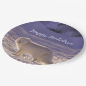 キュート白北極キツネ雪冬写真 ペーパープレート (アングル)