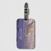 キュート白北極キツネ雪冬写真 ラゲッジタグ (正面縦)