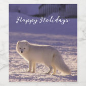 キュート白北極キツネ雪冬写真 ワインラベル (シングルラベル)