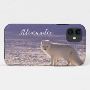 キュート白北極キツネ雪冬写真 iPhone 11 ケース