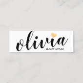 キュート白金ゴールドハート書道美しいスタイリストB スキニー名刺 (正面)