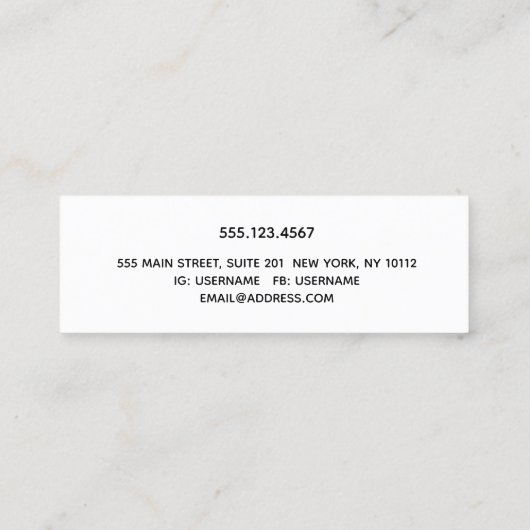 キュート白金ゴールドハート書道美しいスタイリストB スキニー名刺 (裏面)