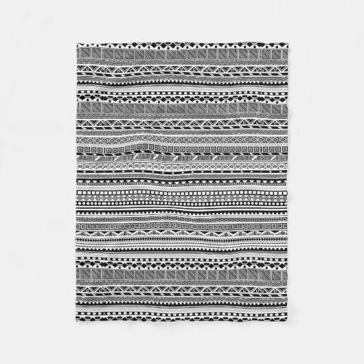 キュート白黒アステカ模様デザイン フリースブランケット (正面)
