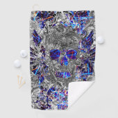 キュート白黒カラフルネオンスカルライセンスプレート ゴルフタオル (インサイチュ)