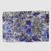 キュート白黒カラフルネオンスカルライセンスプレート ゴルフタオル (横)