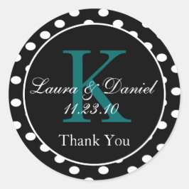キュート白黒ティール（緑がかった色）モノグラム結婚式の引き出物 ラウンドシール