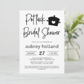 キュート白黒ポトラックブライダルシャワー 招待状 (スタンド正面)