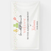 キュート白Aqiqah Aqeeqahウェルカムバナーサイン 横断幕 (縦)