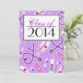 キュート看護学校RNパープル卒業招待状 招待状 (スタンド正面)