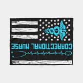 キュート矯正ナース米国旗看護医療 フリースブランケット (正面(横))