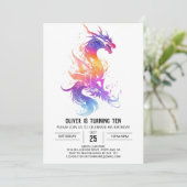 キュート神話ドラゴンウォーターカラー誕生日 招待状 (スタンド正面)