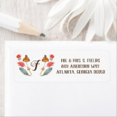 キュート秋の水彩リースモノグラム ラベル (インサイチュ)