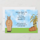 キュート秋の馬とピンクバーンホース誕生日 招待状 (裏面)