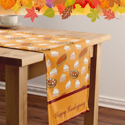 キュート秋カボチャパイズパターンサンクスギビングカスタム ショートテーブルランナー
