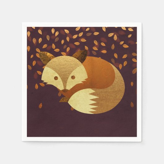 キュート秋キツネ スタンダードカクテルナプキン (正面)
