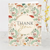 キュート秋葉マッシュルームイラストレーション カード (黄色い花)