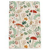 キュート秋葉マッシュルームイラストレーション ミディアムペーパーバッグ (正面)