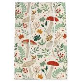 キュート秋葉マッシュルームイラストレーション ミディアムペーパーバッグ (裏面)