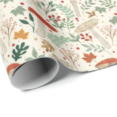 キュート秋葉マッシュルームイラストレーション ラッピングペーパー (ロールコーナー)