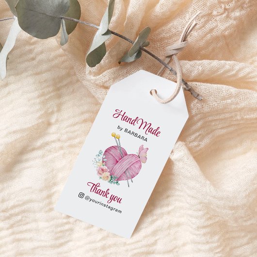 キュート糸ハート編み物針 ギフトタグ