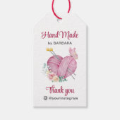 キュート糸ハート編み物針 ギフトタグ (正面)