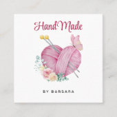 キュート糸ハート編み物針 スクエア名刺 (正面)