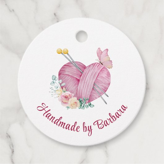 キュート糸ハート編み物針 フェイバータグ (正面)