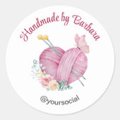 キュート糸ハート編み物針 ラウンドシール (正面)