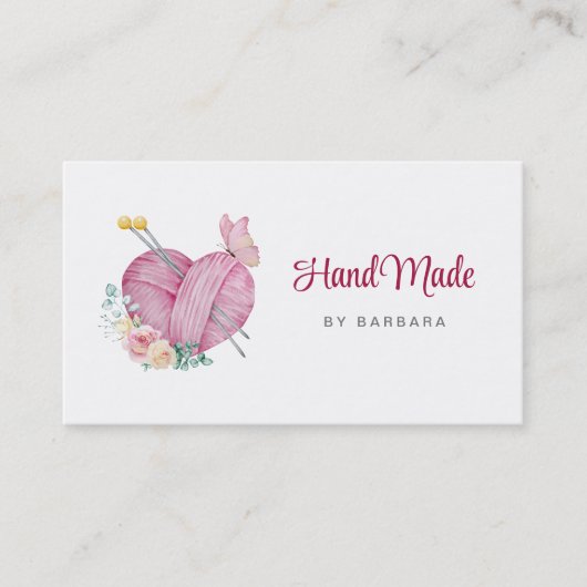 キュート糸ハート編み物針 名刺 (正面)