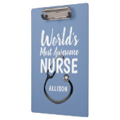 キュート素晴らしナース聴診器ブルーパーソナライズされた クリップボード (左)