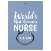 キュート素晴らしナース聴診器ブルーパーソナライズされた クリップボード (裏面)