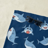 キュート素晴らしホワイトシャーク海模様モノグラム ビーチタオル (インサイチュ)