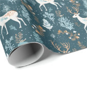 キュート素朴ウィンターウッドランド&ディアクリスマス ラッピングペーパー (ロールコーナー)