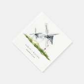 キュート素朴ウォーターカラーウィンドミルファームテーマ結婚ズ スタンダードカクテルナプキン (角)